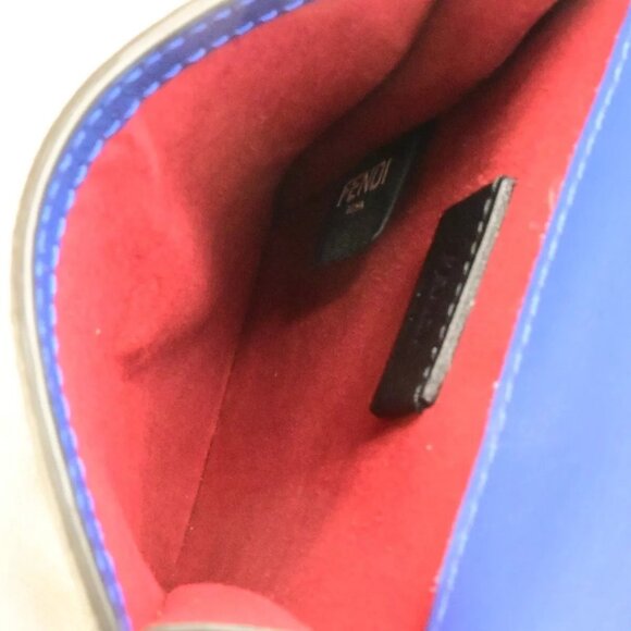 FENDI Logo Zucca Pattern Phone Holder Bag PVC Leather Brown Blue Italy 88RL013 - Picture 5 of 16